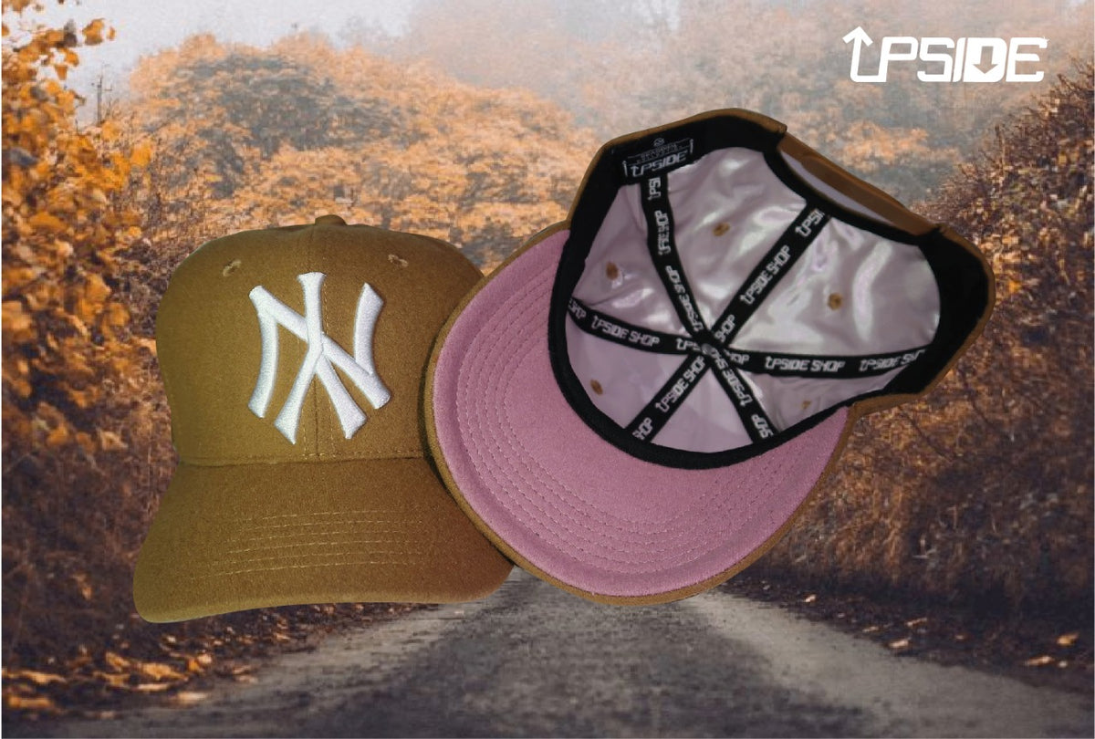 Heart Brown Yankees Hat Pink Brim World Series Yankee Fitted Hat